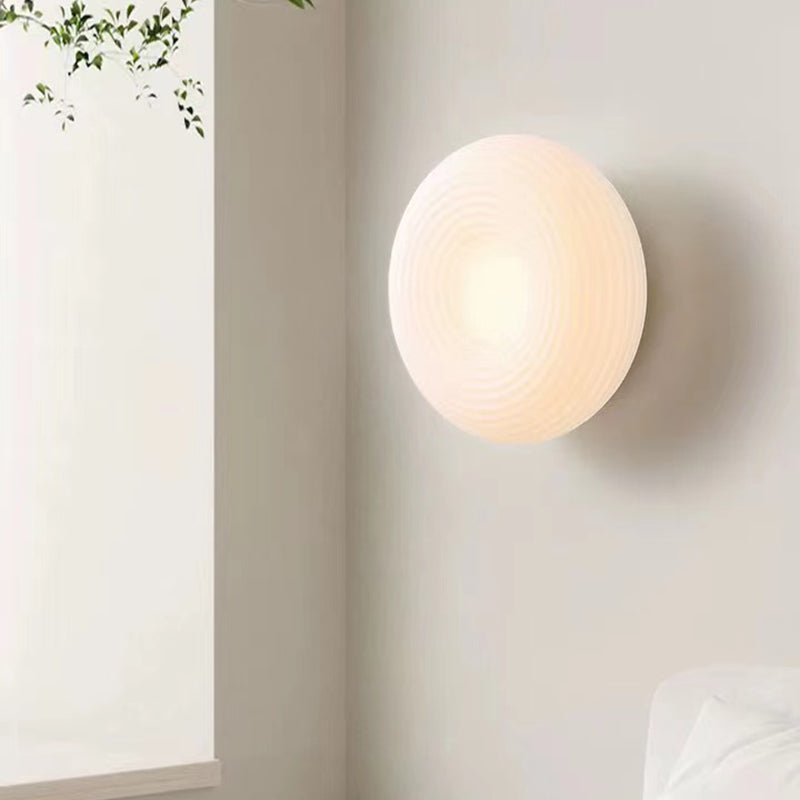 LED Modern Metal Flush Mount Circle Shape Ceiling Light with Plastic Shade for Living Room