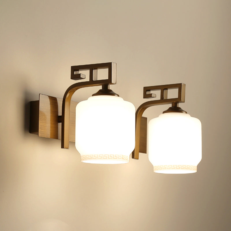 Industrial Glass Shade Vanity Light Minimalist Wall Light Sconce for Washroom