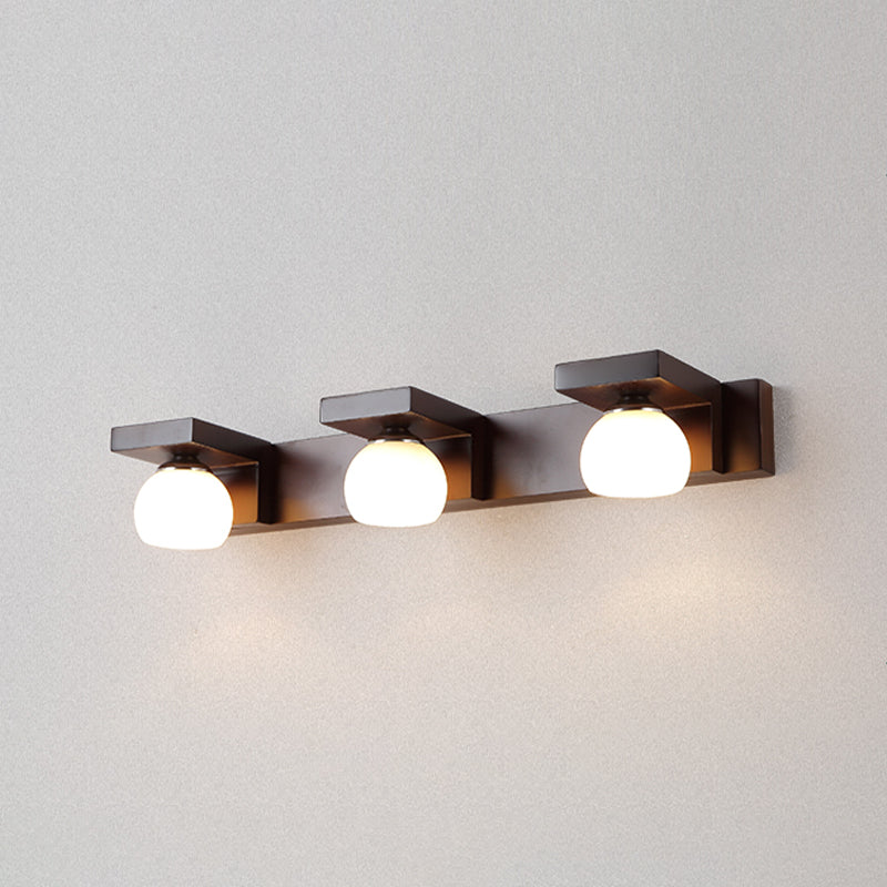 Industrial Glass Vanity Light Wooden Wall Light Sconce for Washroom