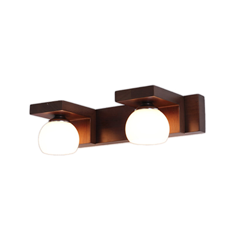 Industrial Glass Vanity Light Wooden Wall Light Sconce for Washroom