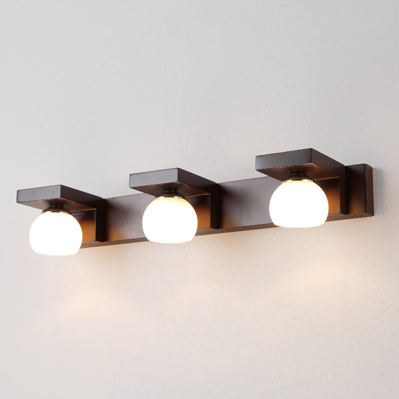 Industrial Glass Vanity Light Wooden Wall Light Sconce for Washroom