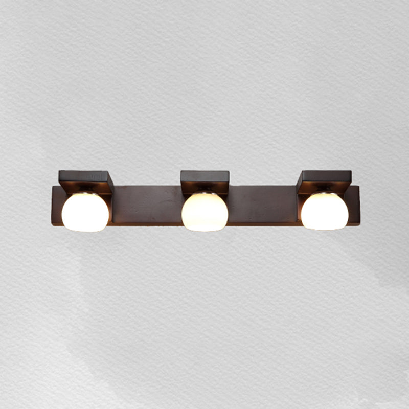 Industrial Glass Vanity Light Wooden Wall Light Sconce for Washroom