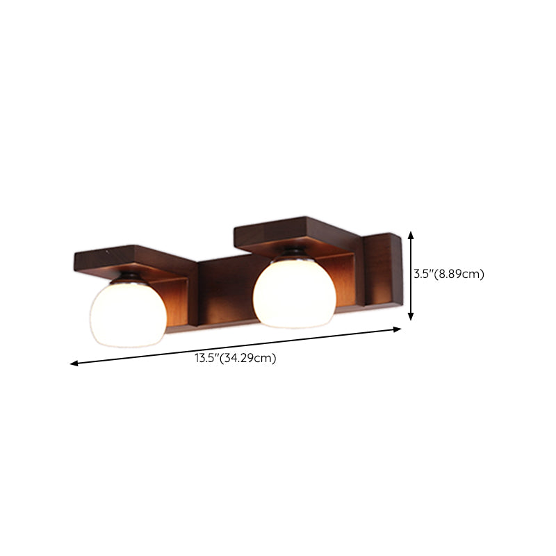 Industrial Glass Vanity Light Wooden Wall Light Sconce for Washroom