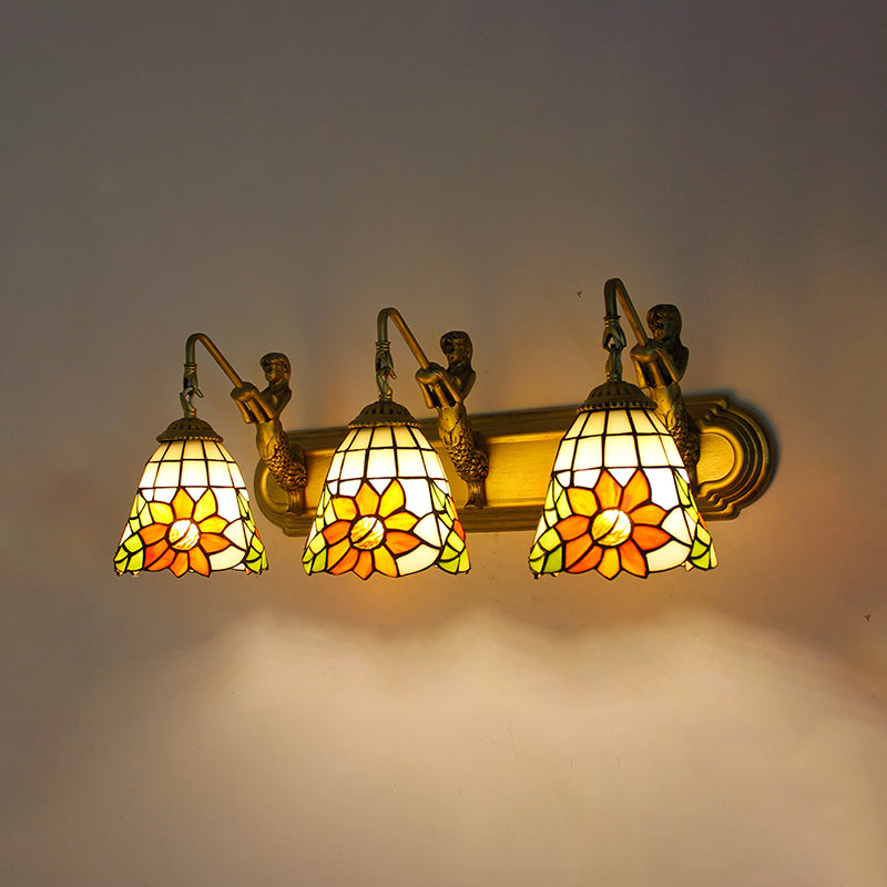 Tiffany Glass Vanity Light Creative Wall Light Sconce for Washroom