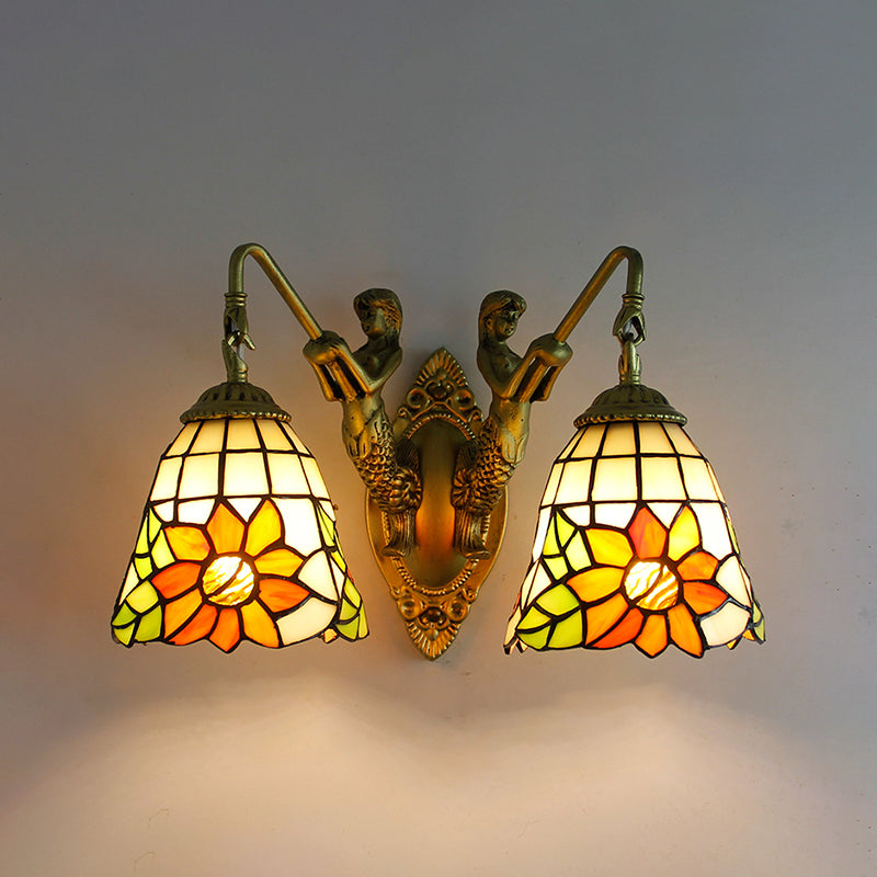 Tiffany Glass Vanity Light Creative Wall Light Sconce for Washroom