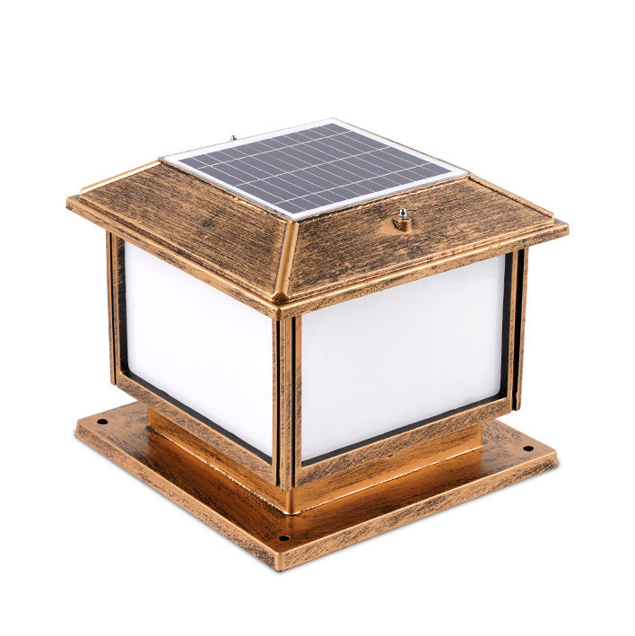 Modern Pillar Lamp Simple Solar Lamp with Acrylic Shade for Backyard