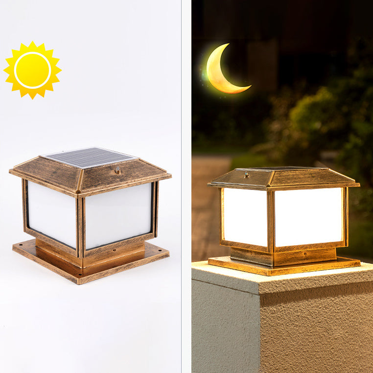 Modern Pillar Lamp Simple Solar Lamp with Acrylic Shade for Backyard