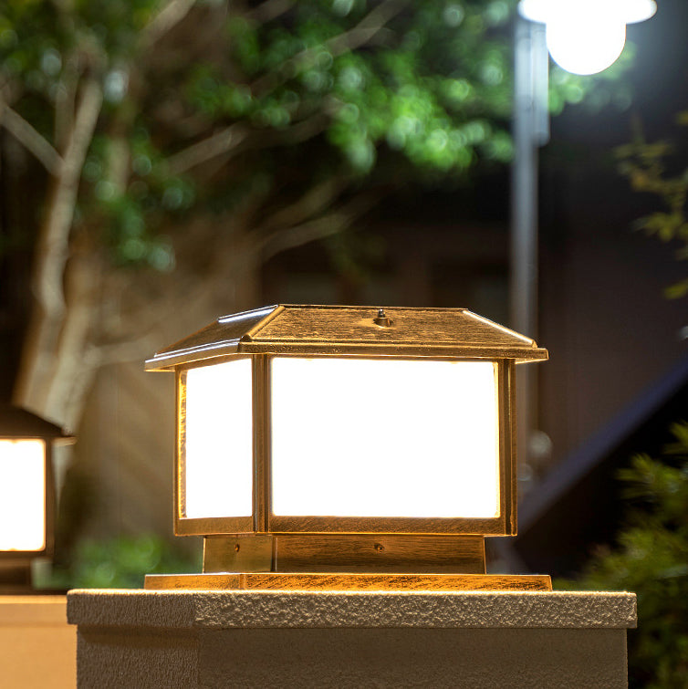 Modern Pillar Lamp Simple Solar Lamp with Acrylic Shade for Backyard