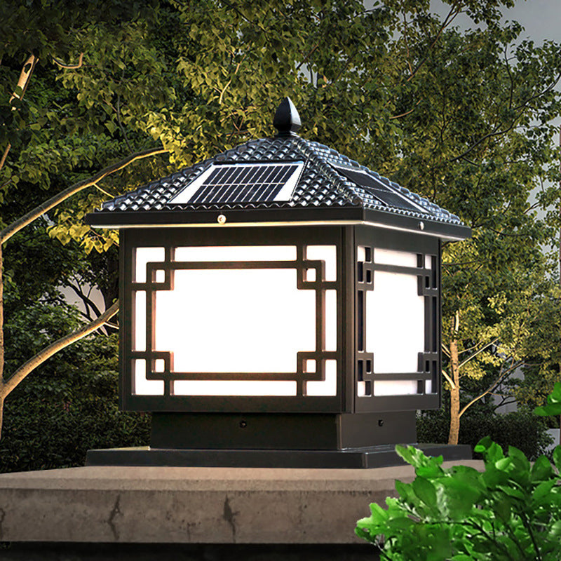 Household Pillar Lamp Creative Solar Lamp with Acrylic Shade for Backyard