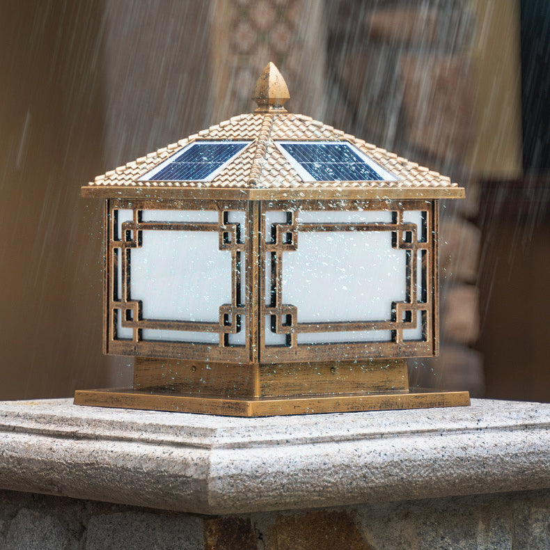Household Pillar Lamp Creative Solar Lamp with Acrylic Shade for Backyard