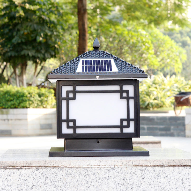 Household Pillar Lamp Creative Solar Lamp with Acrylic Shade for Backyard