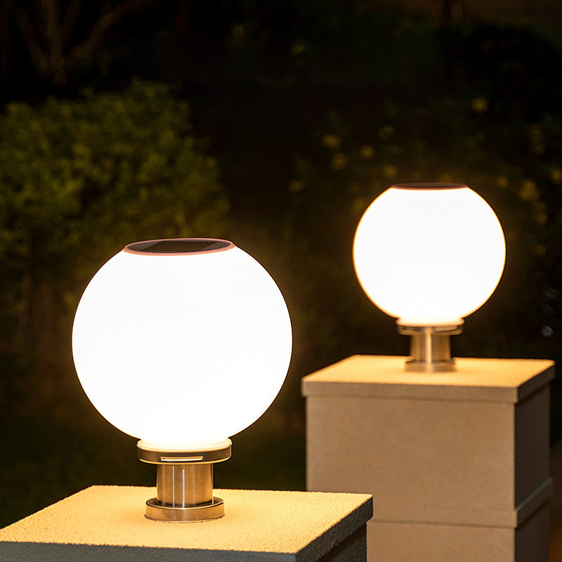 Contemporary Outdoor Lamp Minimalist Solar Lamp with Acrylic Shade for Backyard