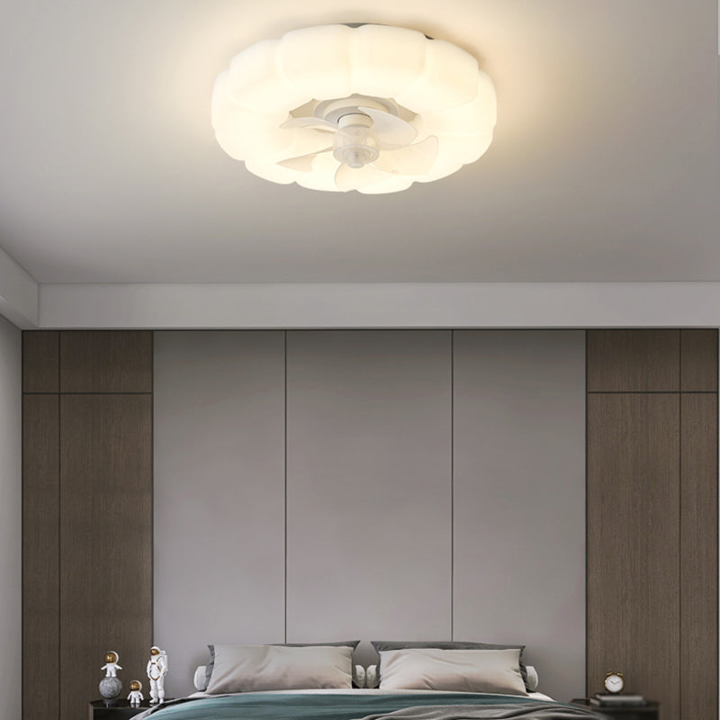 Nordic Style Ceiling Fan Lamp Circle Shape Ceiling Fan Light for Bedroom