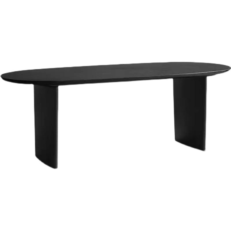 29"H Contemporary Writing Desk Oval Solid Wood Black Office Desk