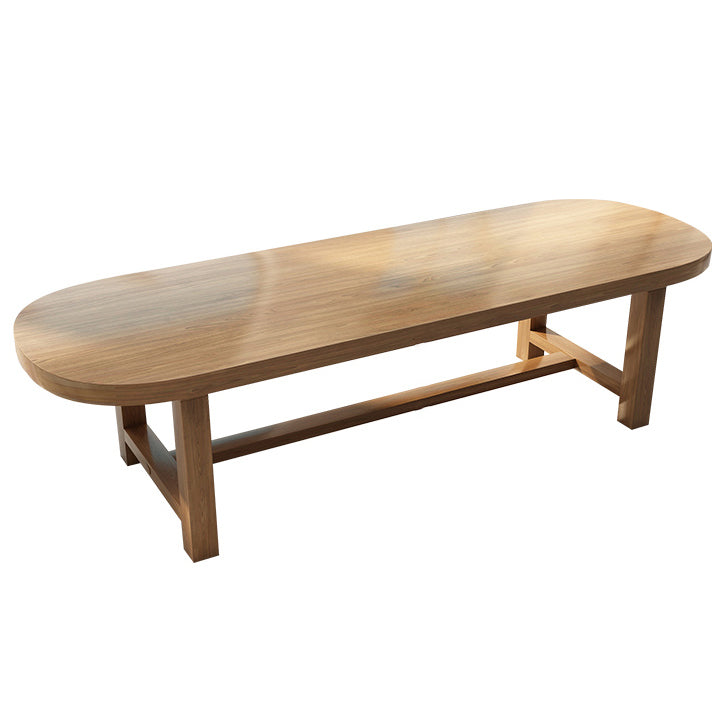 Natural Contemporary Writing Desk Oval Solid Wood Office Desk