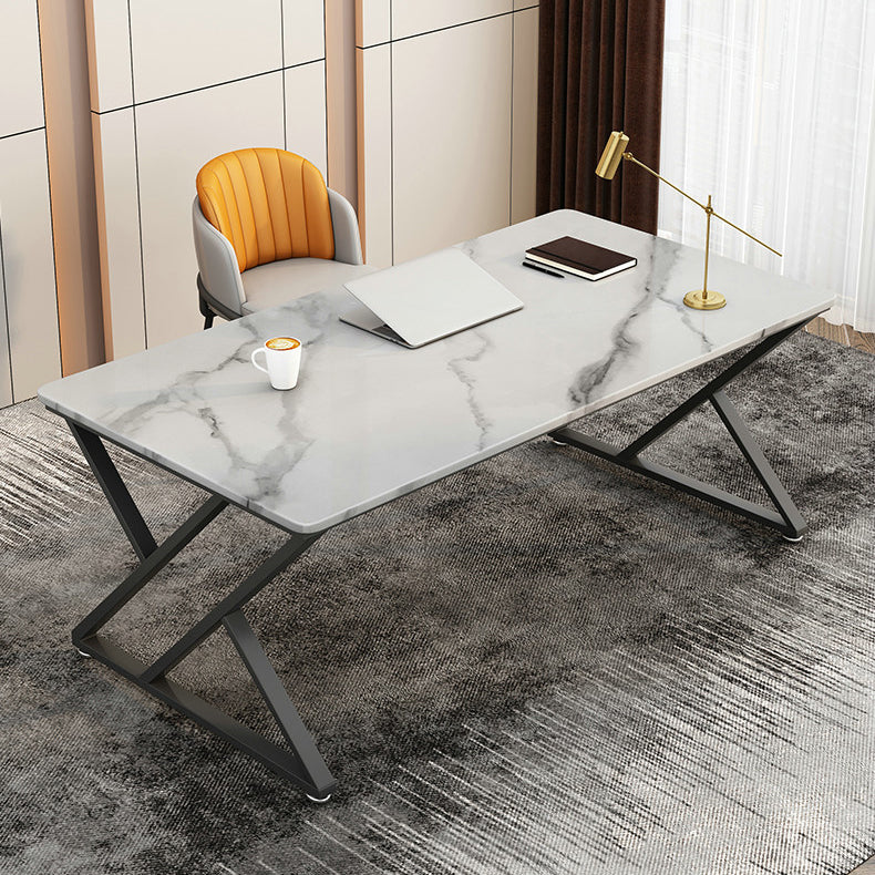 Modern 29.53" Tall Office Desk Stone Rectangular Writing Desk