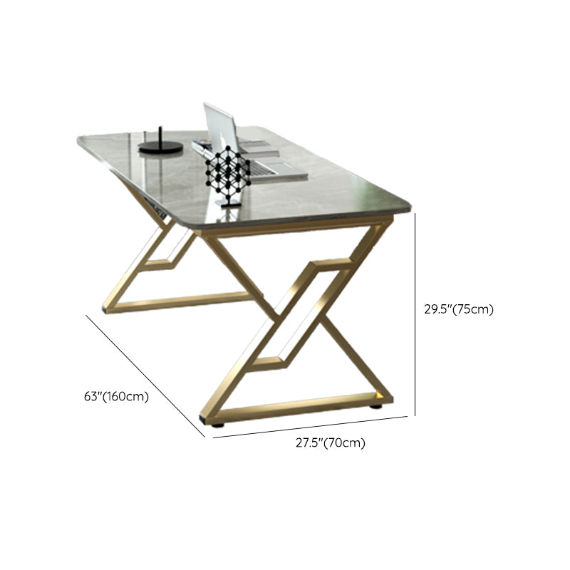 Modern Office Desk Rectangular Gold Metal Legs Writing Desk for Home and Office