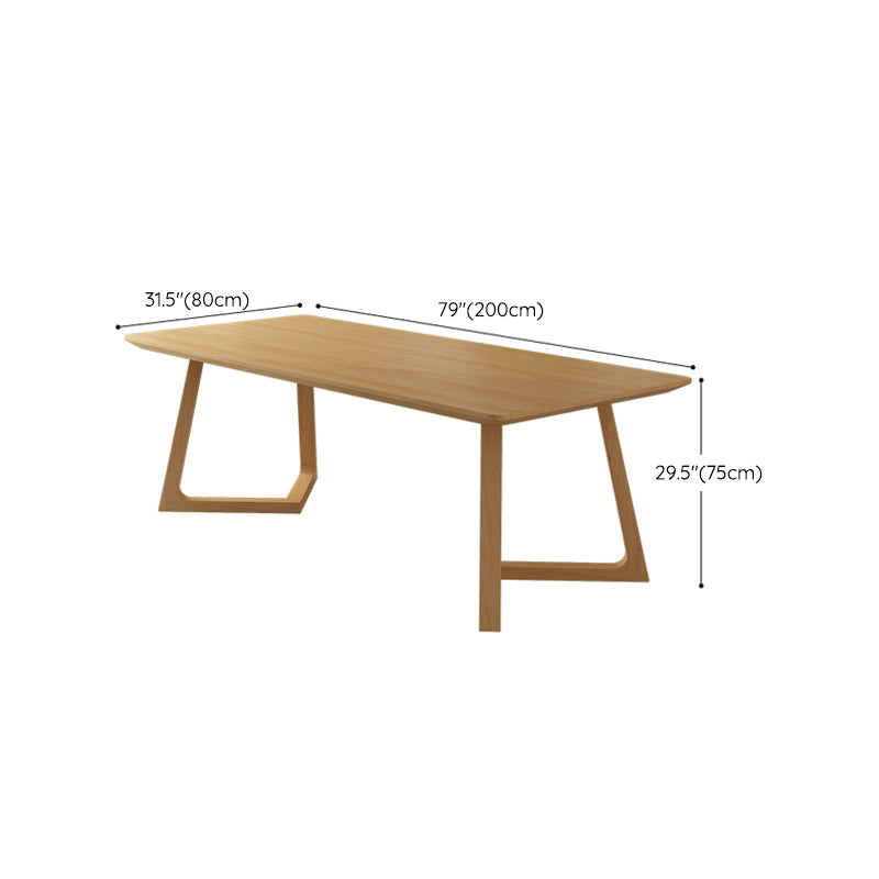 Contemporary Office Desk Natural Rectangular Solid Wood Writing Desk