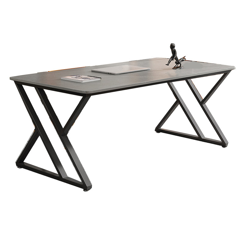 Industrial Grey Stone Writing Desk Sled Rectangular Office Desk for Home