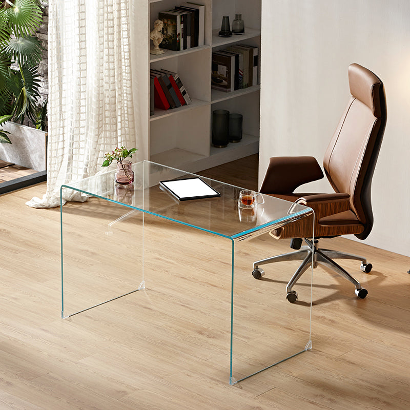 29"H Contemporary Writing Desk Rectangular Glass Office Desk