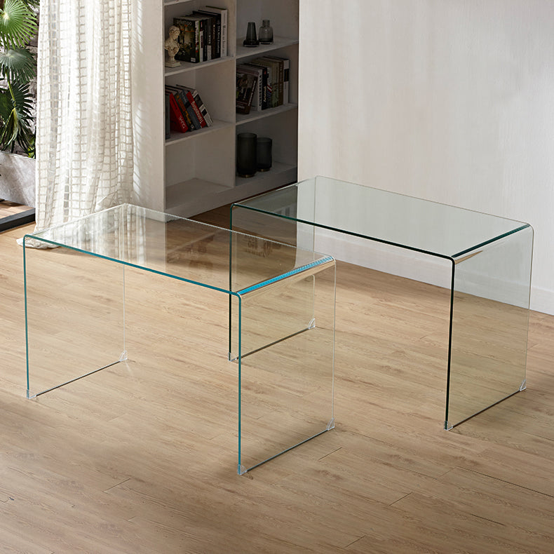 29"H Contemporary Writing Desk Rectangular Glass Office Desk