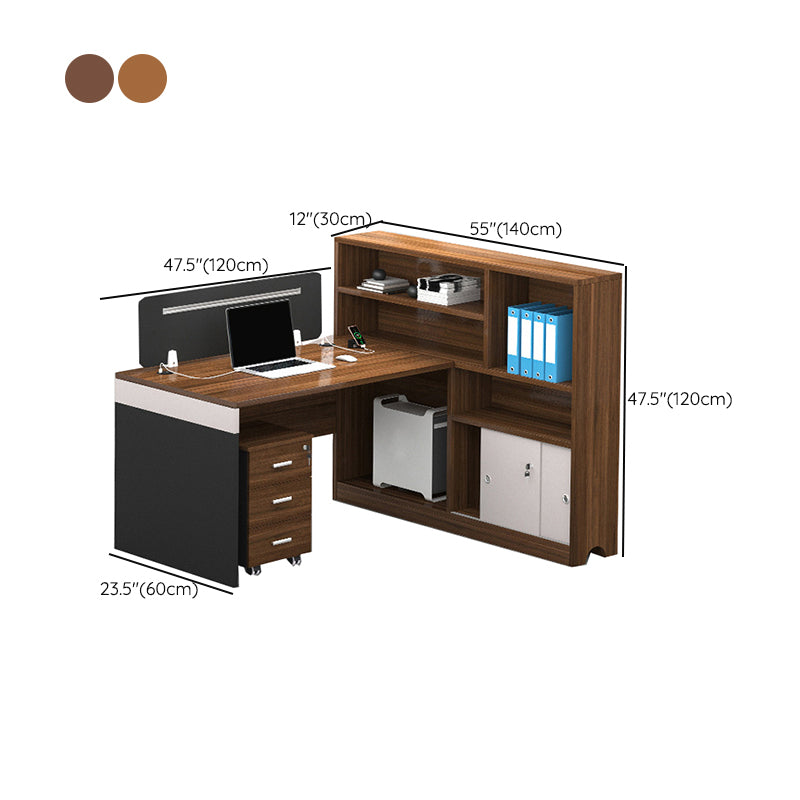 Cable Management Executive Desk Pedestal L-Shape Office Desk with Drawers