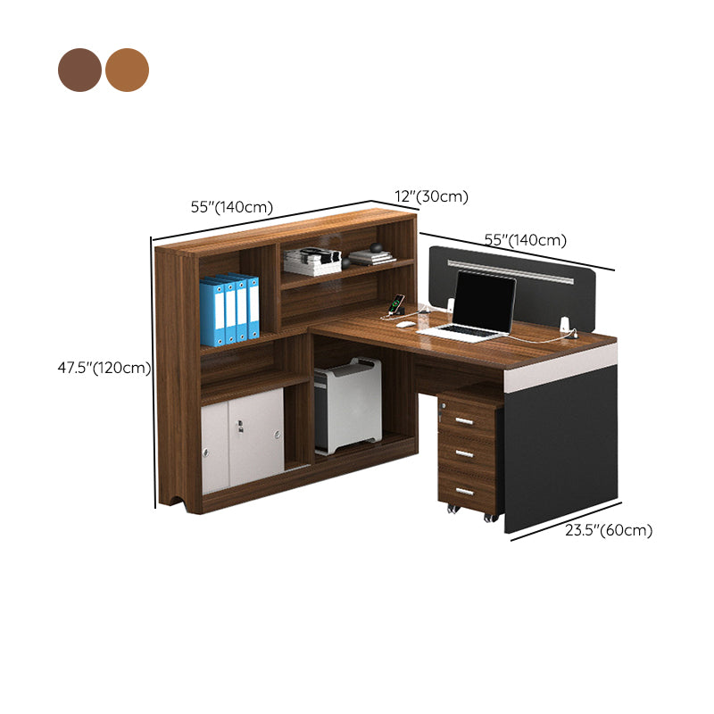 Cable Management Executive Desk Pedestal L-Shape Office Desk with Drawers