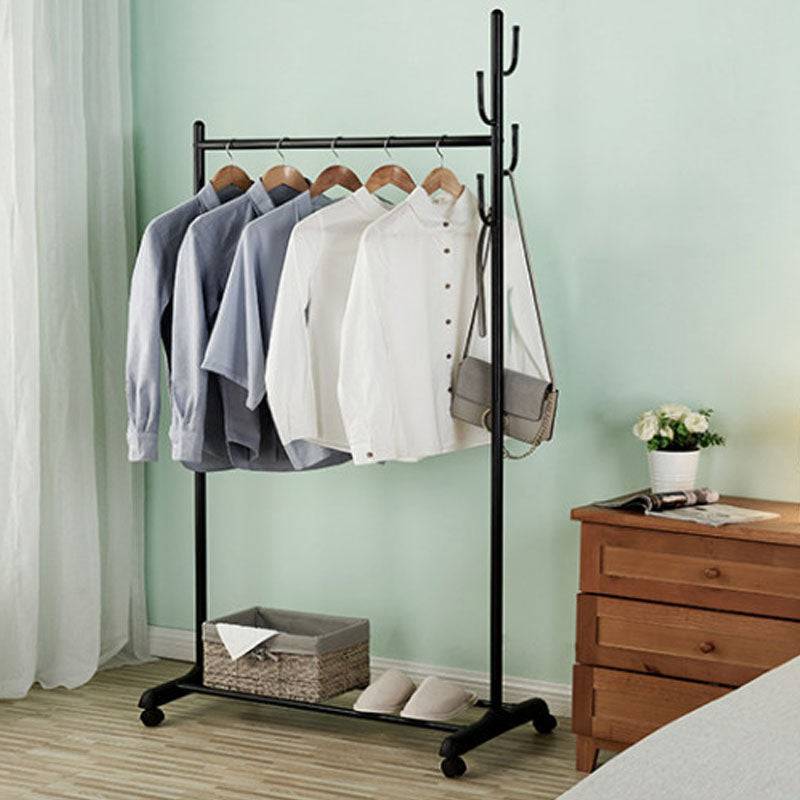 Contemporary Metal Coat Hanger Standing Storage Shelving Coat Rack with Coat Hooks