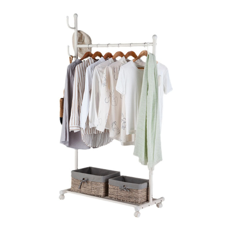 Contemporary Metal Coat Hanger Standing Storage Shelving Coat Rack with Coat Hooks