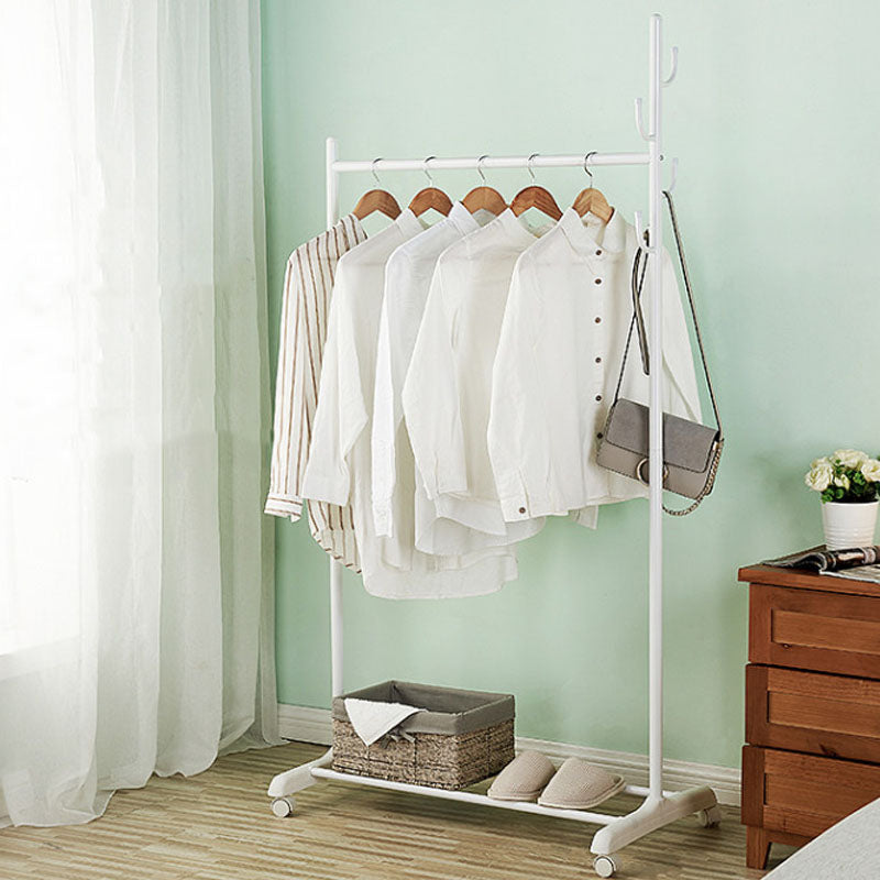 Contemporary Metal Coat Hanger Standing Storage Shelving Coat Rack with Coat Hooks