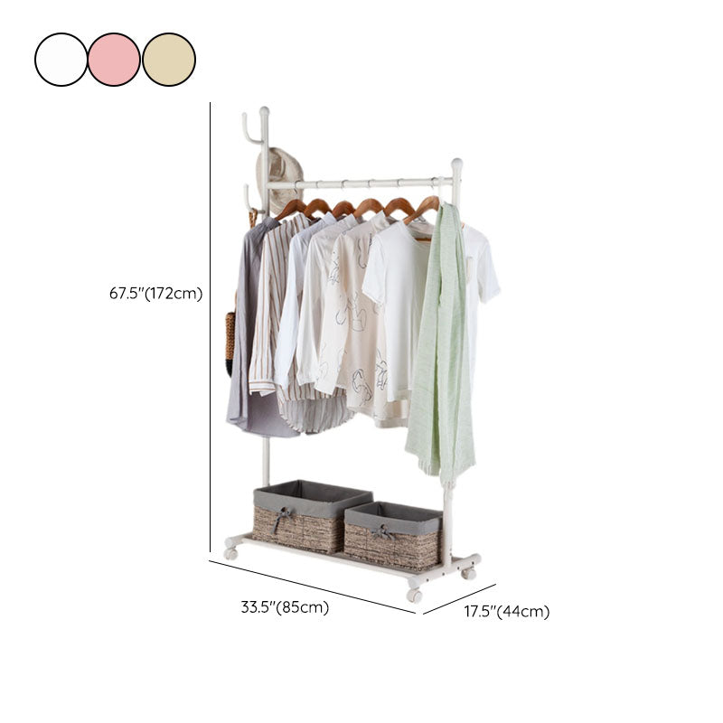 Contemporary Metal Coat Hanger Standing Storage Shelving Coat Rack with Coat Hooks