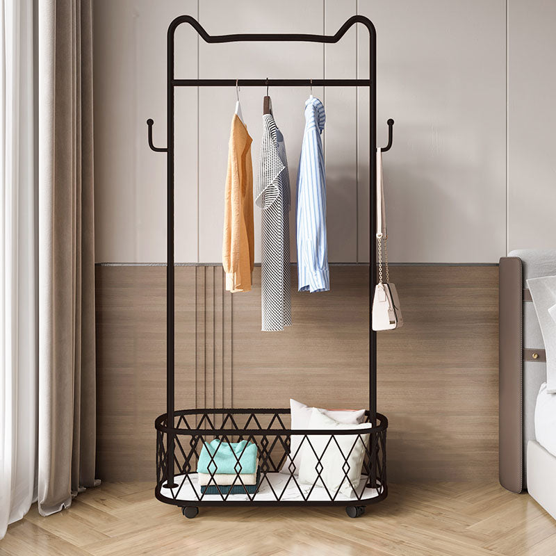 Glam Metallic Coat Hanger Free Standing Scroll Wheel Design Coat Rack for Bedroom