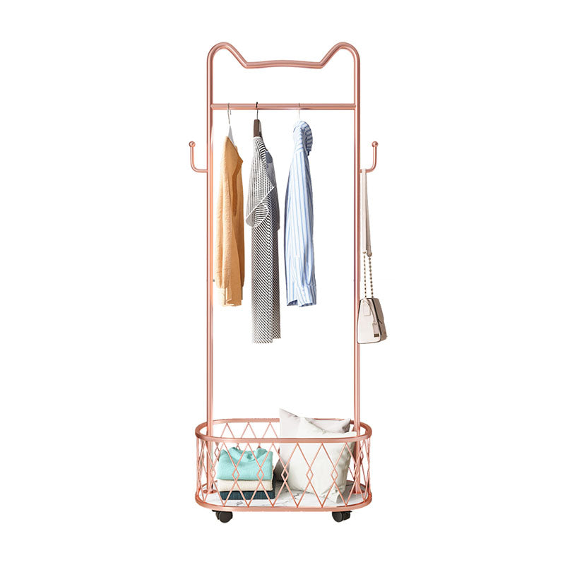 Glam Metallic Coat Hanger Free Standing Scroll Wheel Design Coat Rack for Bedroom