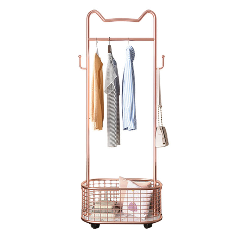 Glam Metallic Coat Hanger Free Standing Scroll Wheel Design Coat Rack for Bedroom