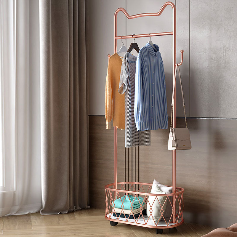 Glam Metallic Coat Hanger Free Standing Scroll Wheel Design Coat Rack for Bedroom