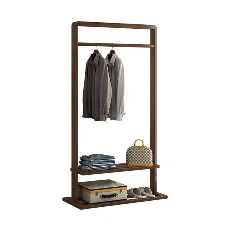 Contemporary Style Coat Hanger Solid Wood Shelve Design Coat Rack for Living Room