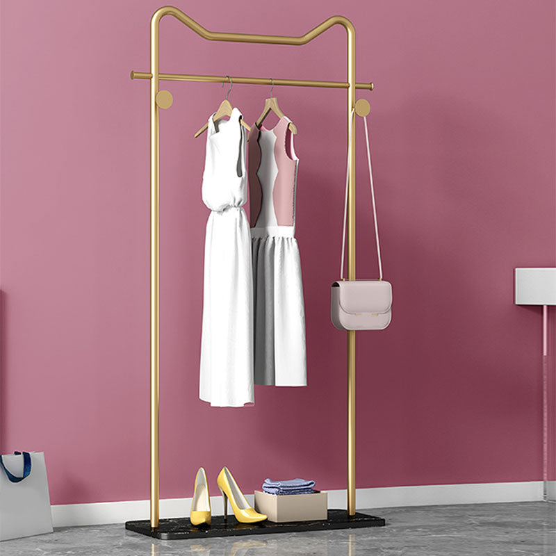 Contemporary Coat Rack Hanging Rail and Hooks Metal Framed Hall Stand