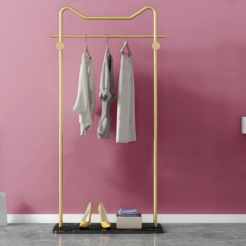 Contemporary Coat Rack Hanging Rail and Hooks Metal Framed Hall Stand