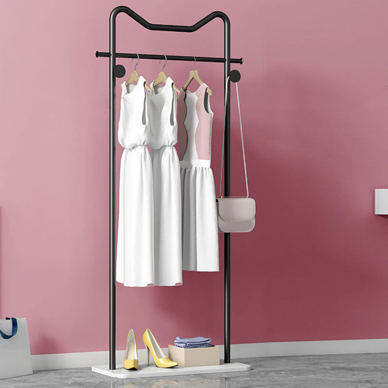 Contemporary Coat Rack Hanging Rail and Hooks Metal Framed Hall Stand