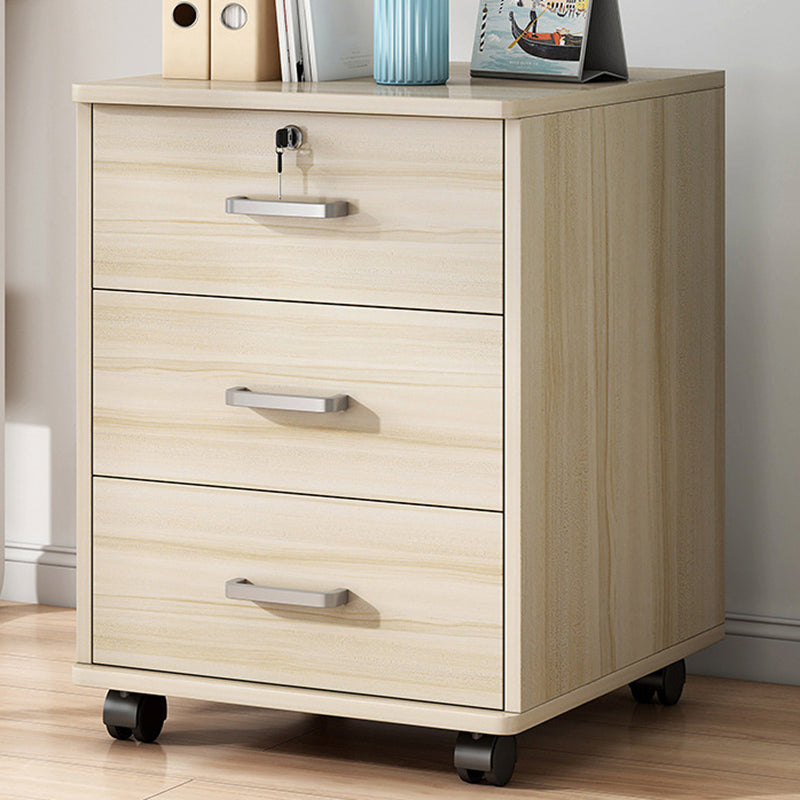 Contemporary Vertical Solid Color Drawers Castors Wood File Cabinet for Home Office