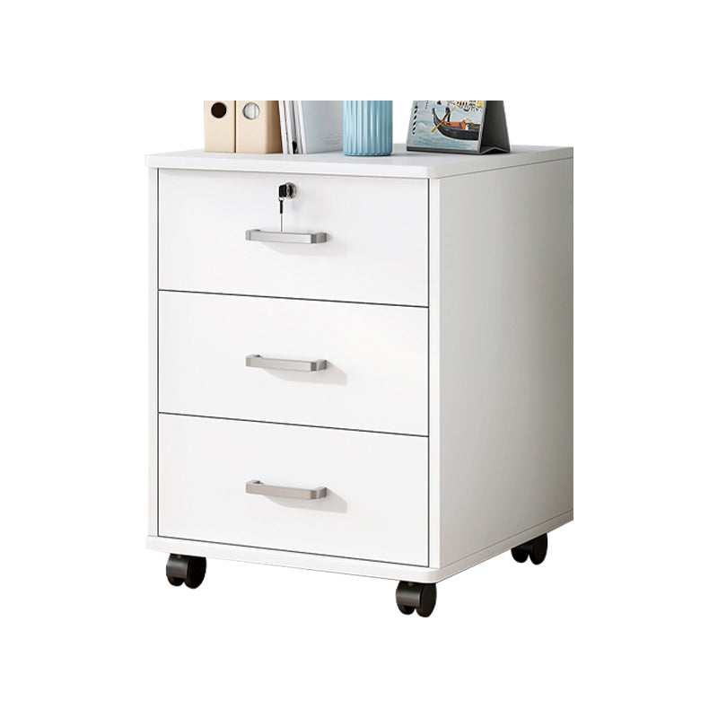 Contemporary Vertical Solid Color Drawers Castors Wood File Cabinet for Home Office