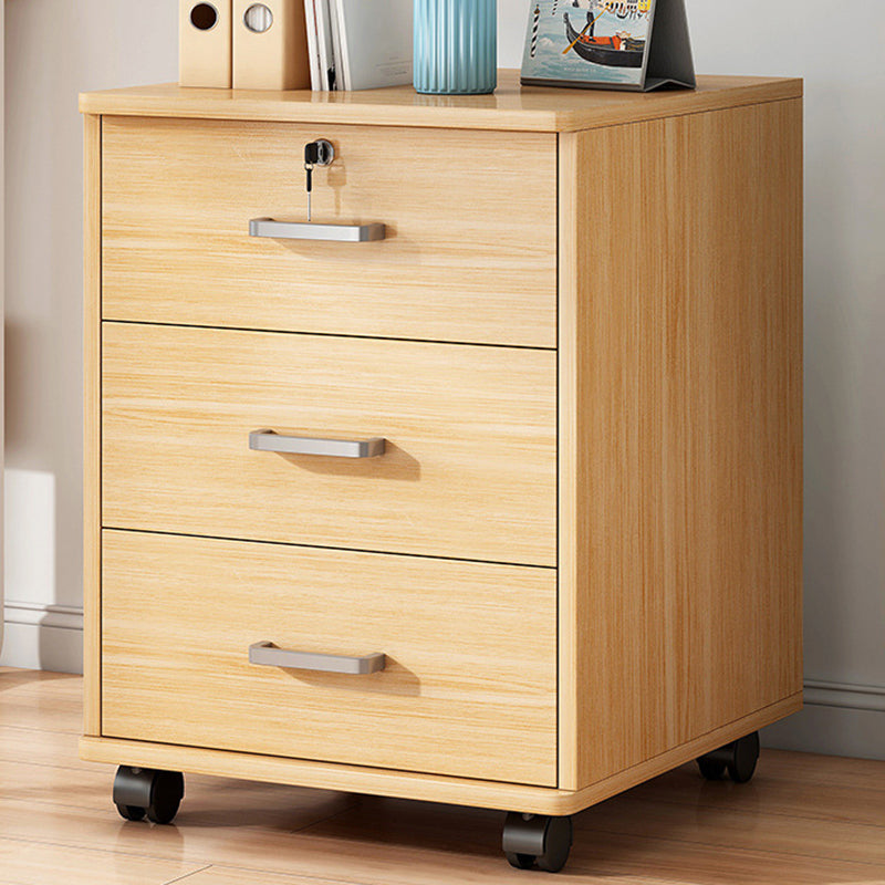 Contemporary Vertical Solid Color Drawers Castors Wood File Cabinet for Home Office