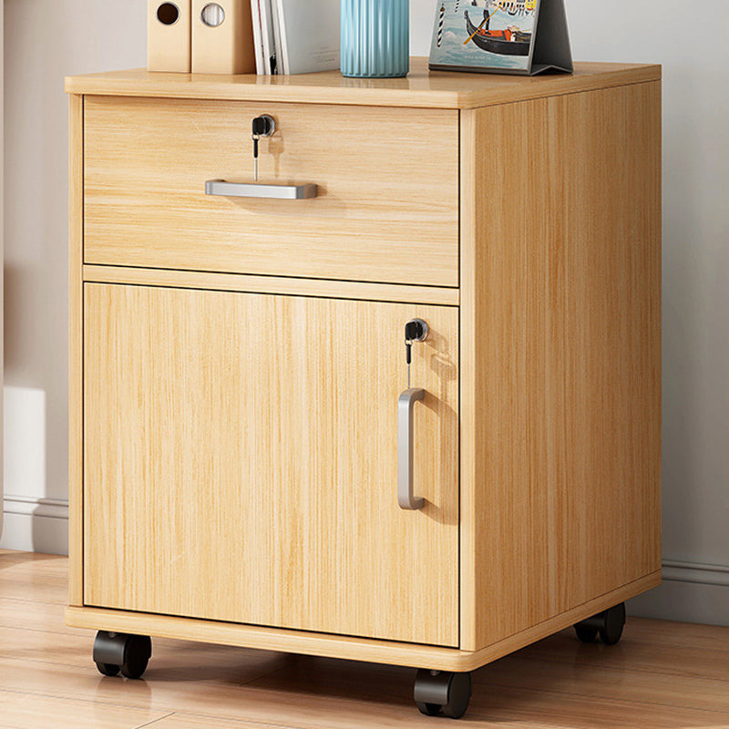 Contemporary Vertical Solid Color Drawers Castors Wood File Cabinet for Home Office