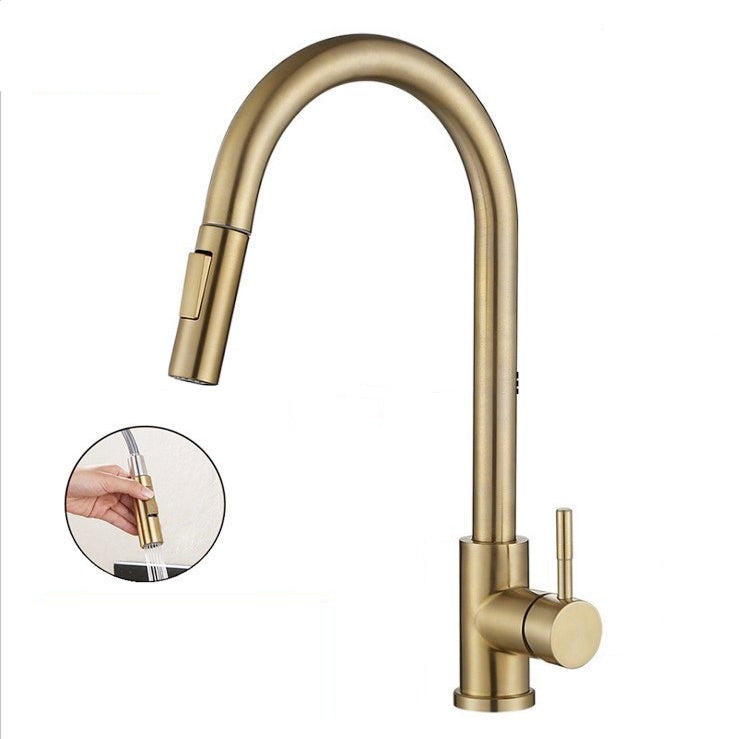 Modern Bridge Kitchen Faucet 304 Stainless Steel Pull Out Faucet Swivel Spout Pot Filler