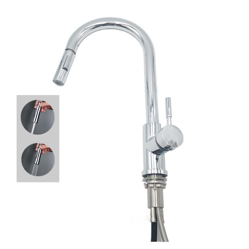 Modern Bridge Kitchen Faucet 304 Stainless Steel Pull Out Faucet Swivel Spout Pot Filler