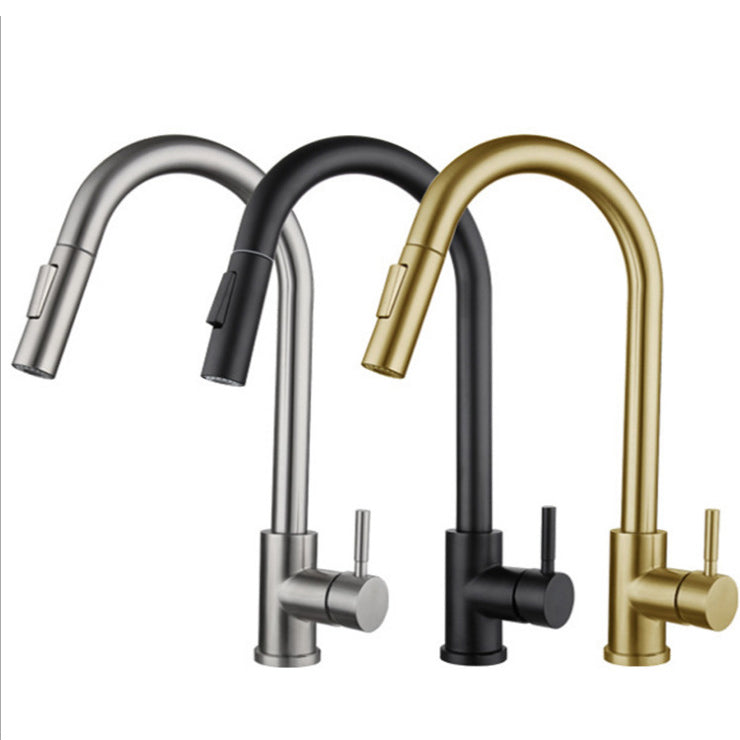 Modern Bridge Kitchen Faucet 304 Stainless Steel Pull Out Faucet Swivel Spout Pot Filler