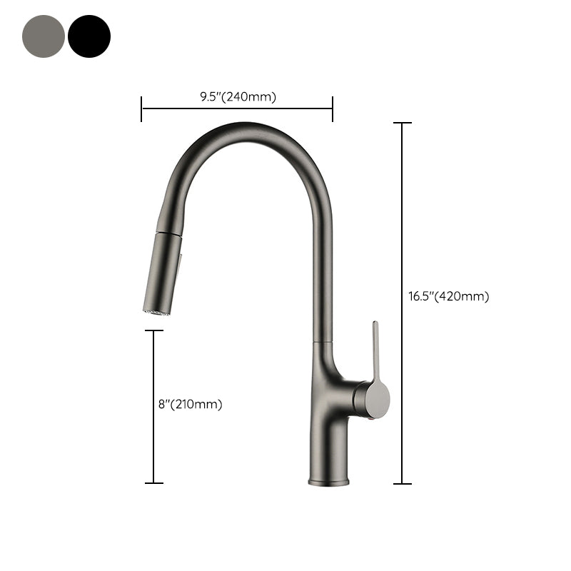 Modern Style Kitchen Faucet Copper Single Handle High Arc Kitchen Faucet