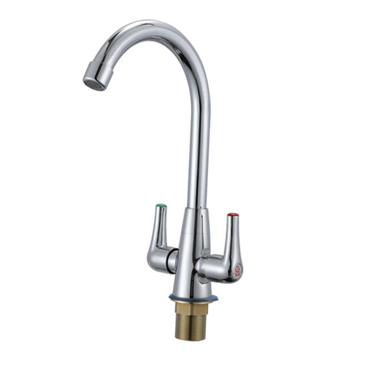 Modern Kitchen Faucet Brass High Arch with Handles and Supply Lines Bridge Faucet