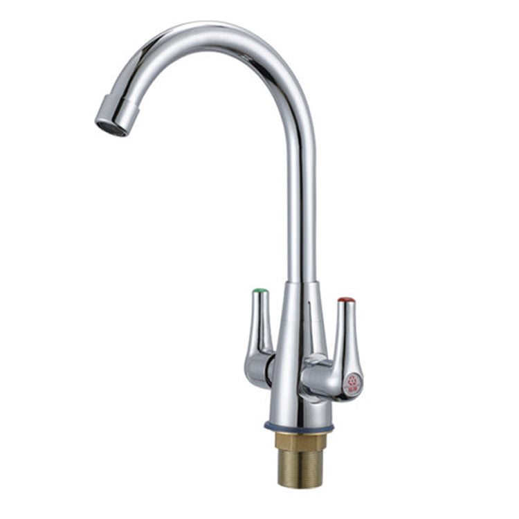 Modern Kitchen Faucet Brass High Arch with Handles and Supply Lines Bridge Faucet