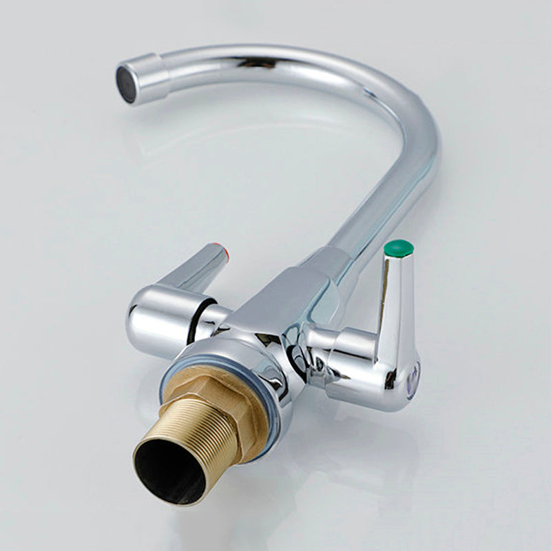 Modern Kitchen Faucet Brass High Arch with Handles and Supply Lines Bridge Faucet